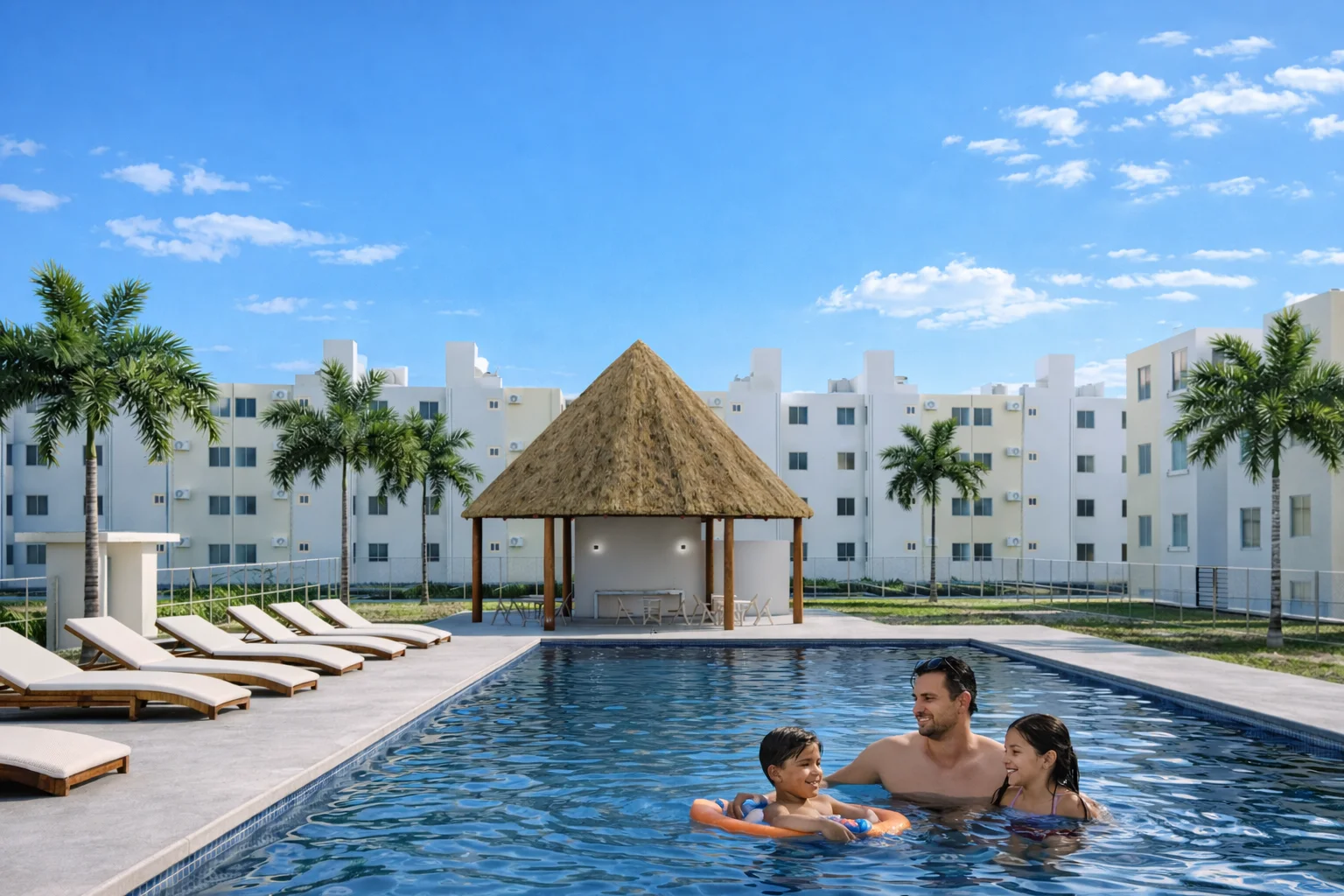 Alberca de 200 m² en Aura Nova Cancún